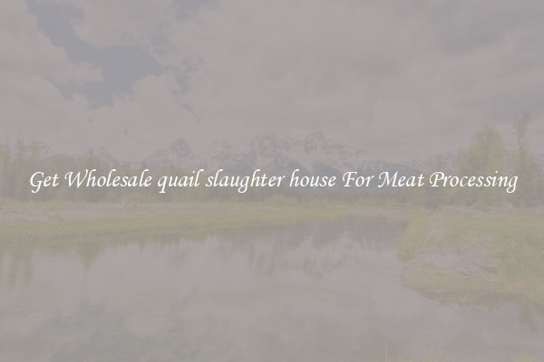 Get Wholesale quail slaughter house For Meat Processing