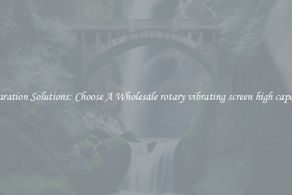 Separation Solutions: Choose A Wholesale rotary vibrating screen high capacity