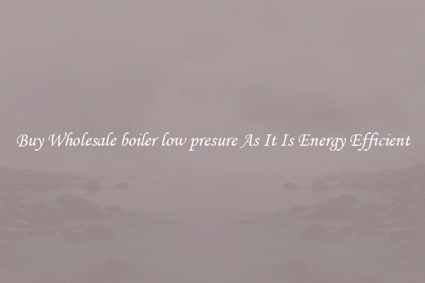 Buy Wholesale boiler low presure As It Is Energy Efficient