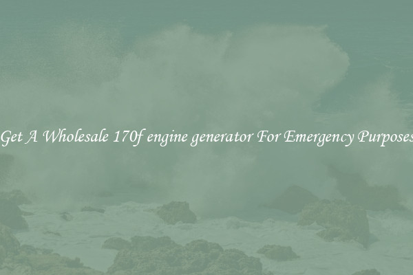 Get A Wholesale 170f engine generator For Emergency Purposes