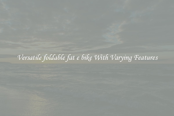 Versatile foldable fat e bike With Varying Features